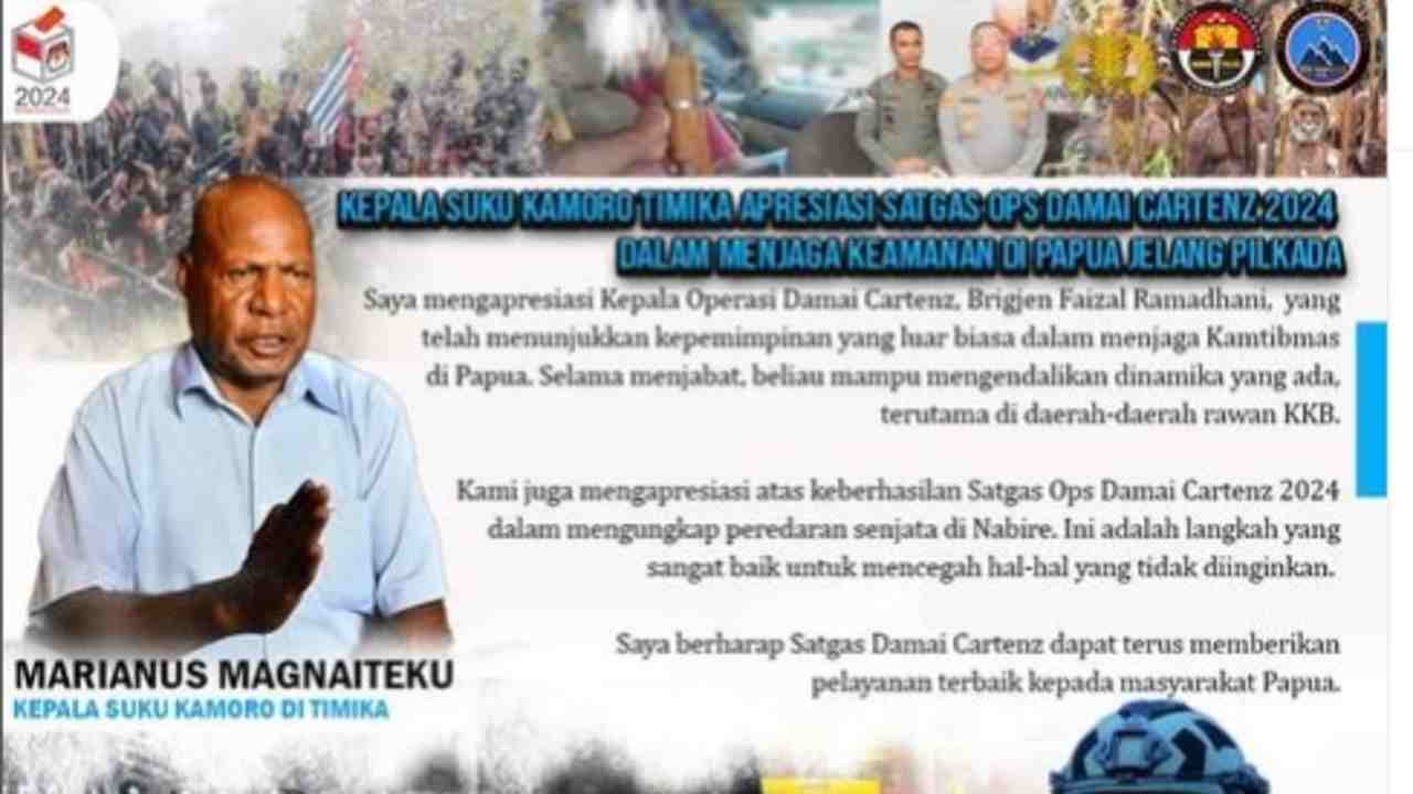 Satgas Ops Damai Cartenz 2024 Ungkap Peredaran Senjata di Nabire, Ini Kata Kepala Suku di Papua