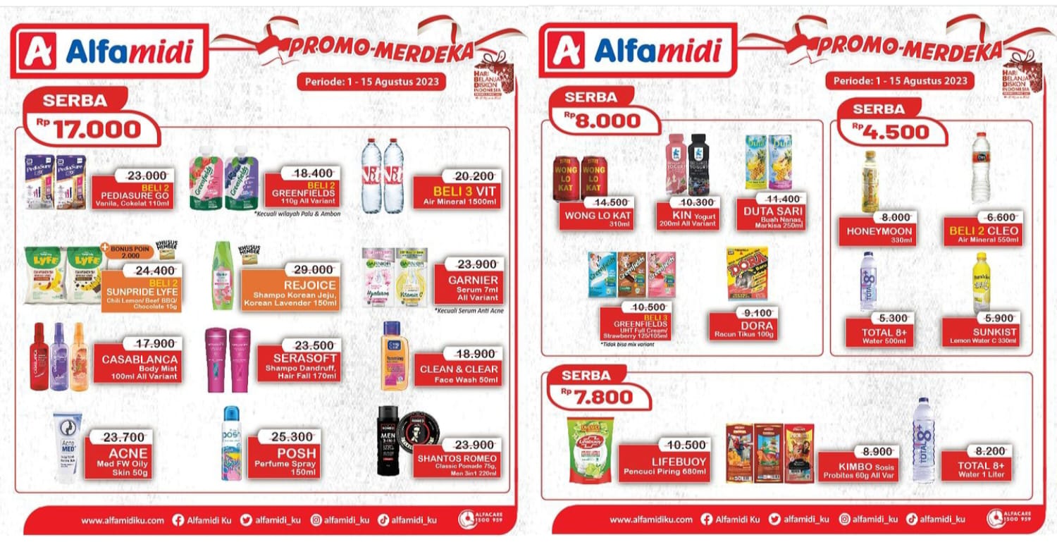 Katalog Promo MERDEKA Alfamidi Periode 1-15 Agustus 2023, Harga Serba di Bawah Rp20 ribu!