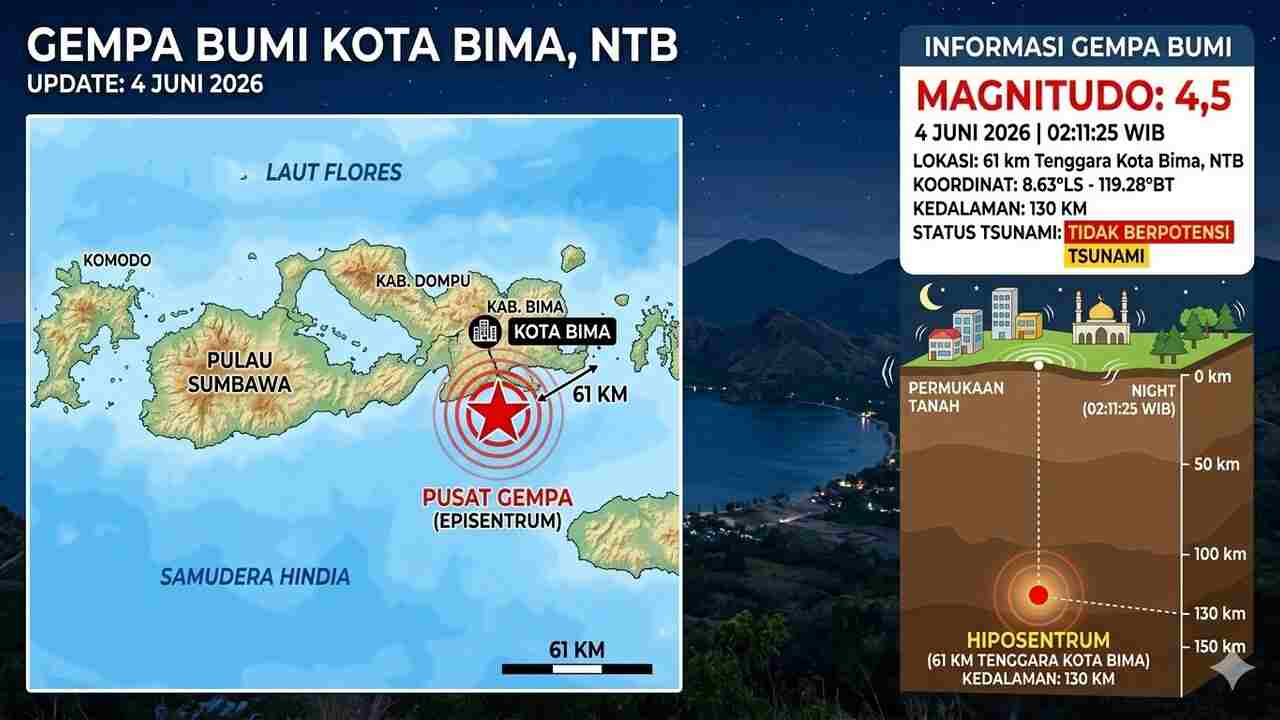 Gempa Beruntun Guncang NTB, NTT hingga Sumatera Dini Hari, Bima Terkuat M 4,5