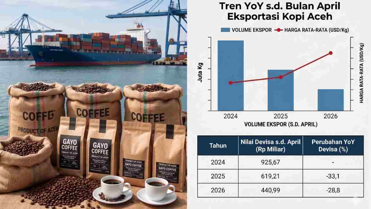 Ekspor Kopi Aceh Anjlok, Devisa Baru Capai Rp440 Miliar di Awal 2026, Ini Penyebabnya