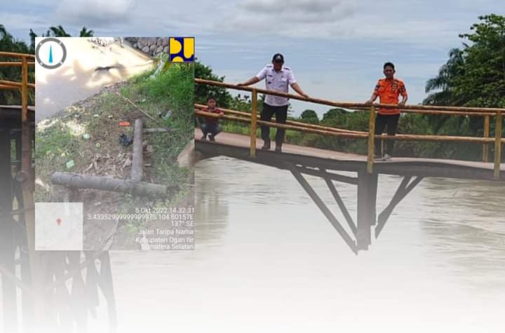 Tiang Penyangga Jembatan di Ogan Ilir ini Digondol Maling