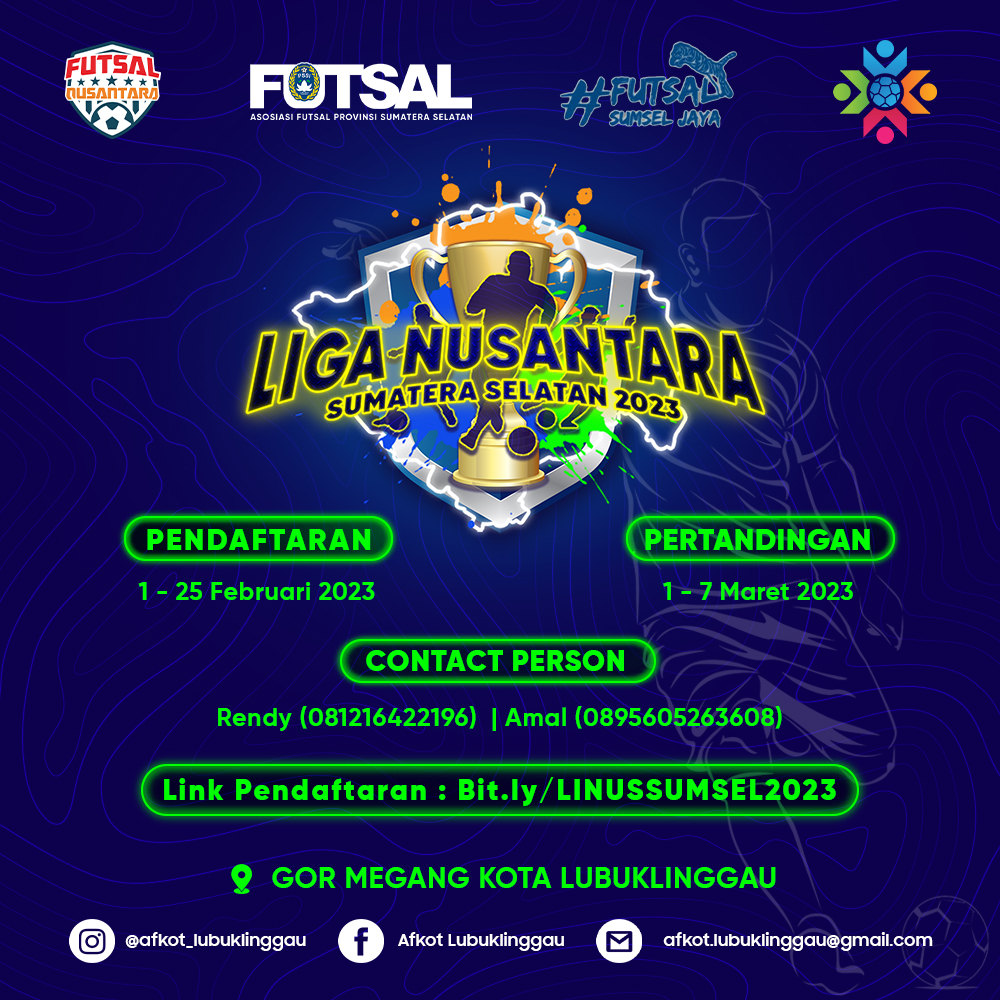 Pendaftaran Futsal Liga Nusantara 2023 Zona Sumsel Sudah Dibuka, Ayo Buruan Daftar