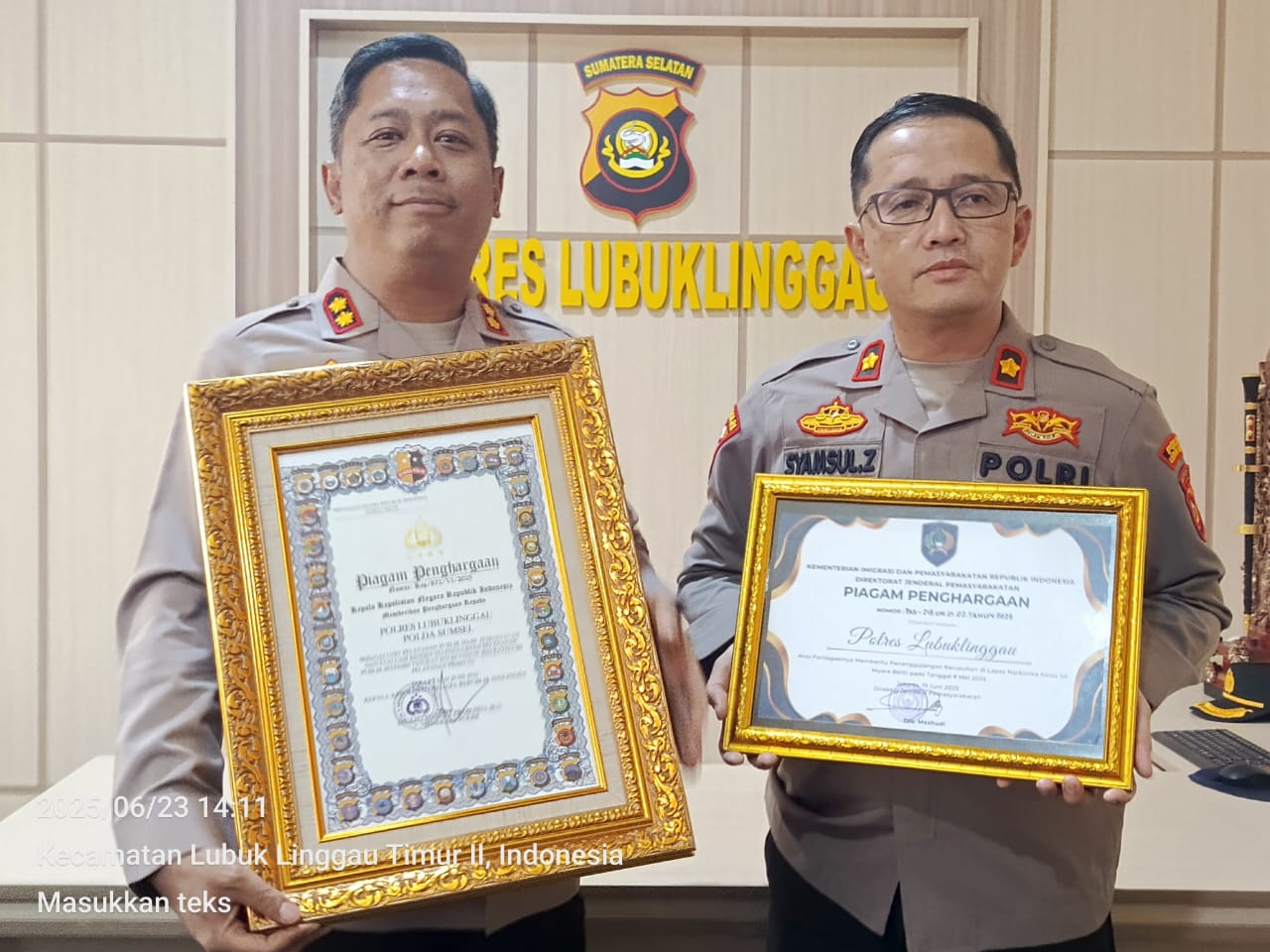 Kapolri Berikan Penghargaan Kepada Polres Lubuklinggau Terkait Pelayanan Prima Terhadap Masyarakat