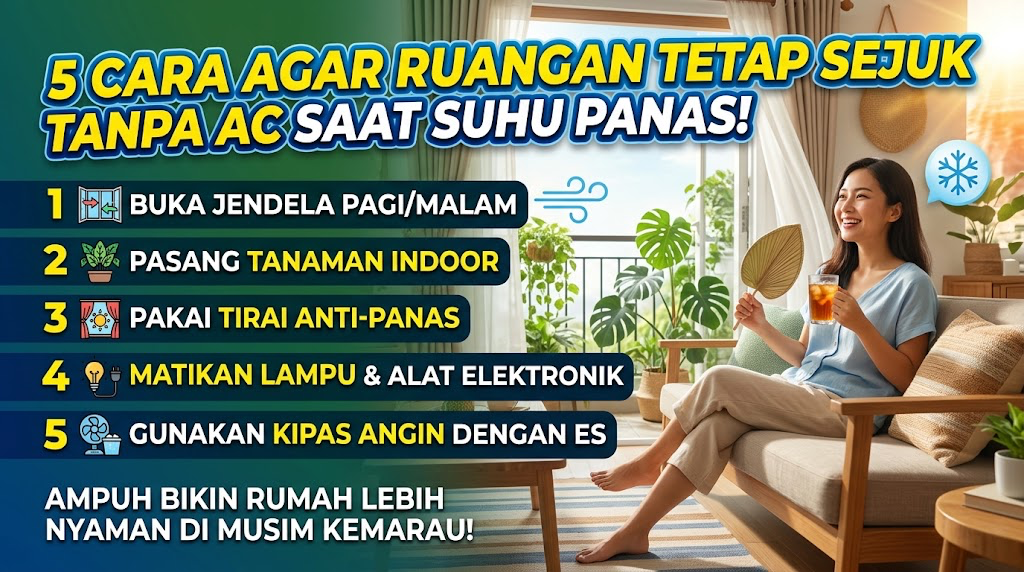 5 Cara Agar Ruangan Tetap Sejuk Tanpa AC Saat Suhu Panas, Ampuh Bikin Rumah Lebih Nyaman di Musim Kemarau!