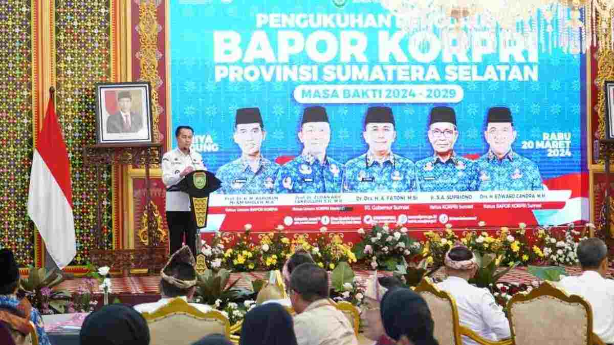 Pj Gubernur Sumsel Hadiri Pengukuhan BAPOR KORPRI Sumsel, Persiapan PORNAS XVIII 2025 di Sumsel 