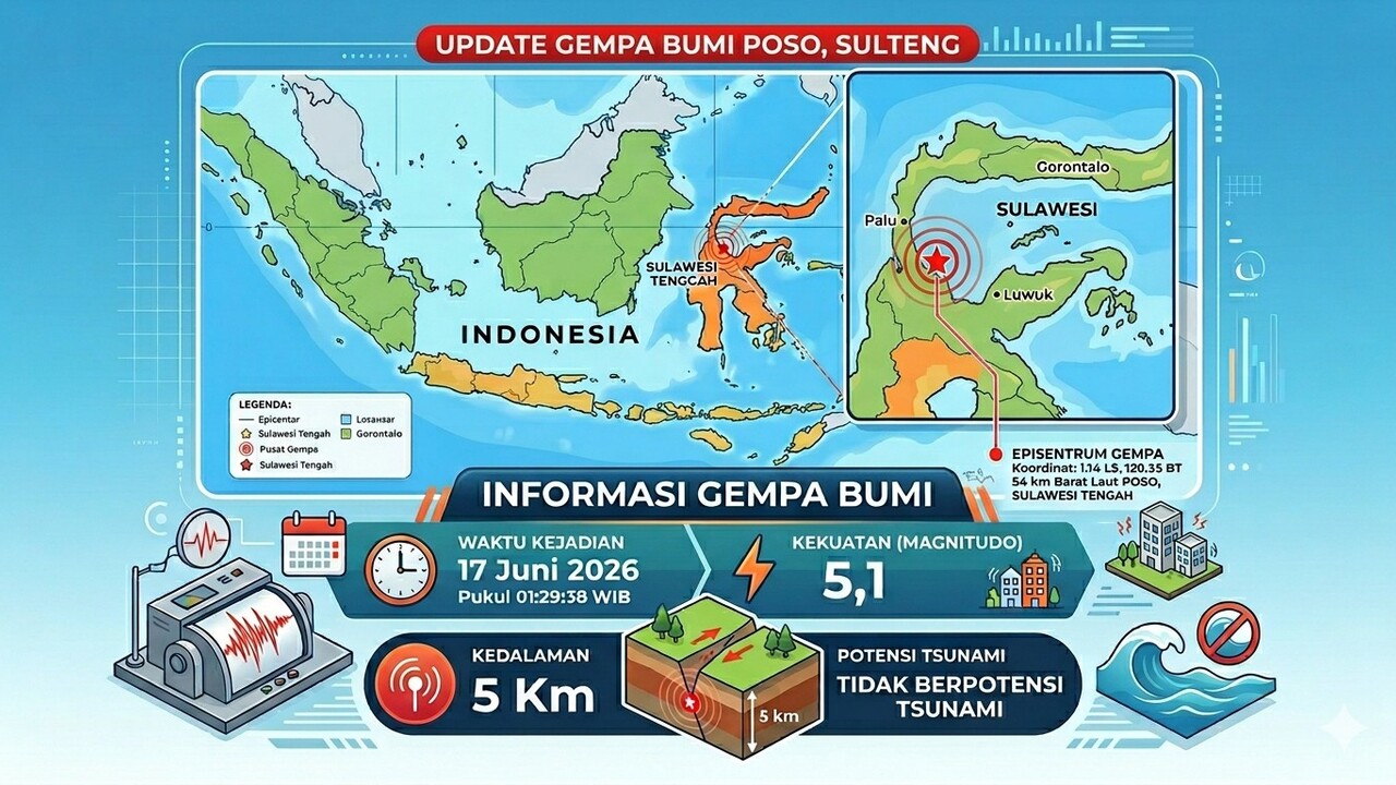 Gempa Magnitudo 5,1 Guncang Poso Pagi Ini, Tak Berpotensi Tsunami