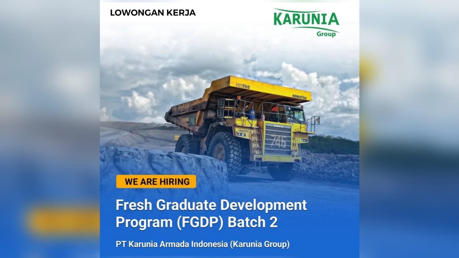 Lowongan Kerja Fresh Graduate S1 Jurusan Teknik dari PT Karunia Armada Indonesia (Karunia Group)