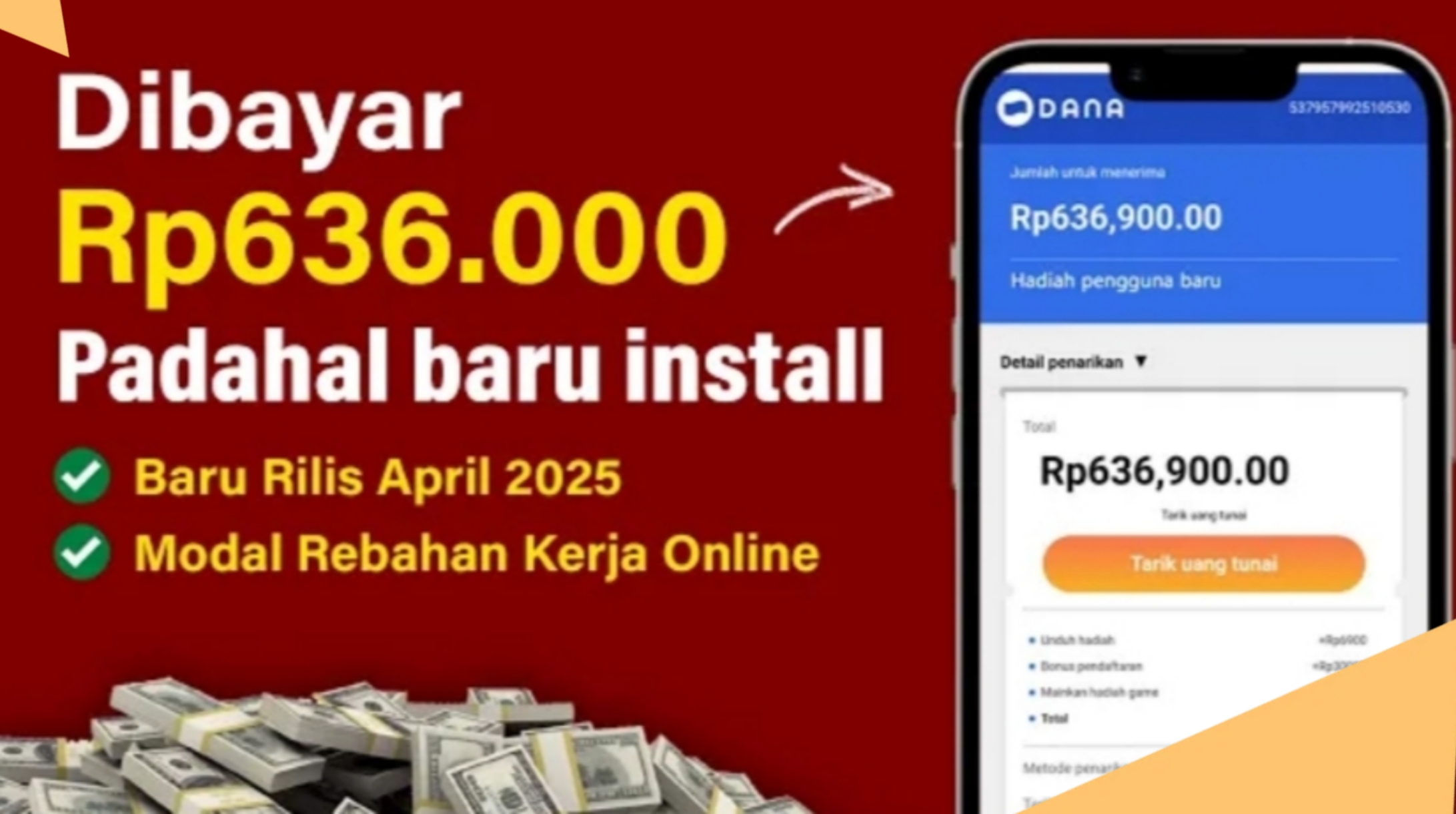 Dibayar Rp 636.000 Langsung, Padahal Baru Instal! Modal Rebahan Saldo DANA Didapatkan