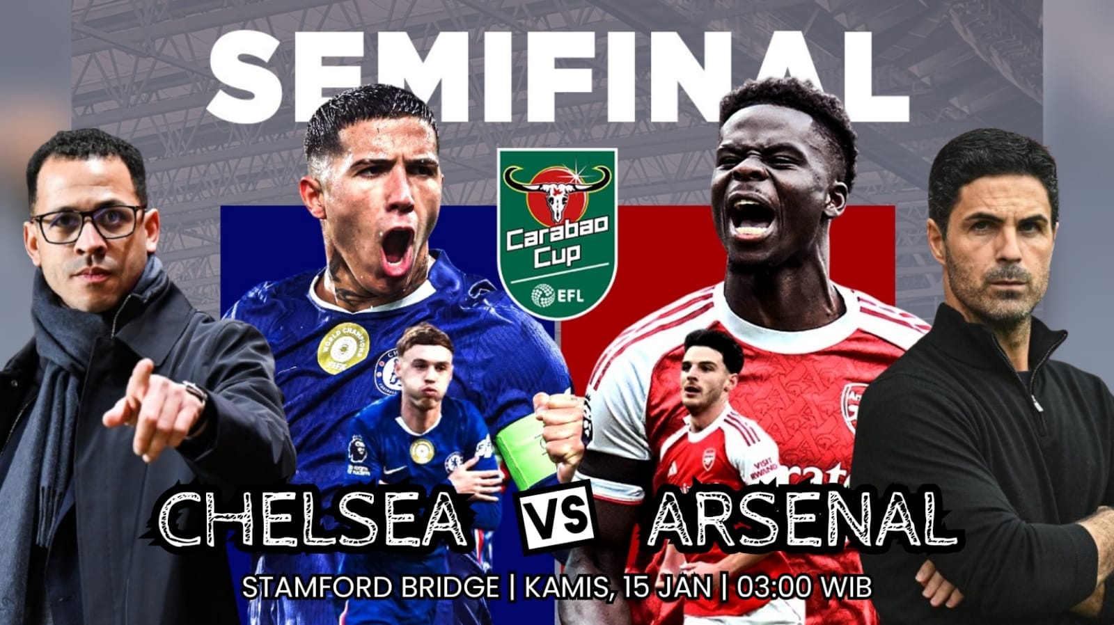 Semifinal Piala EFL: Chelsea vs Arsenal Ujian Pertama Liam Rosenior di Stamford Bridge