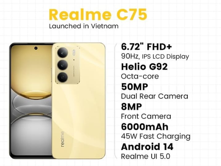 Realme C75 Hp Terjangkau Harga Rp 2 Jutaan yang Tahan Banting dan Tahan Air, Tertarik?