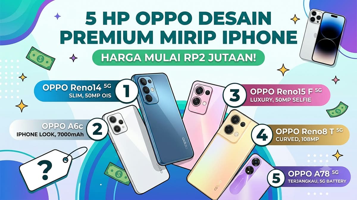 5 HP OPPO Desain Premium Mirip iPhone, Mulai Rp2 Jutaan!