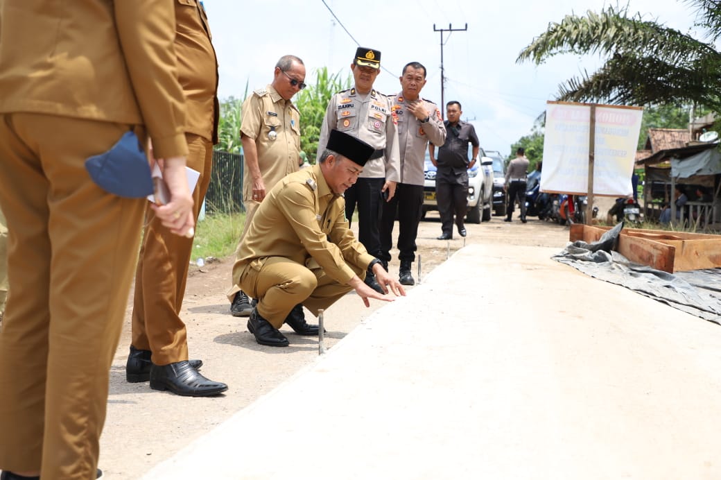 Monitor Pilkades Serentak, Pj Bupati Muba 'Nyambi' Tinjau Perbaikan Jalan di Desa Napal