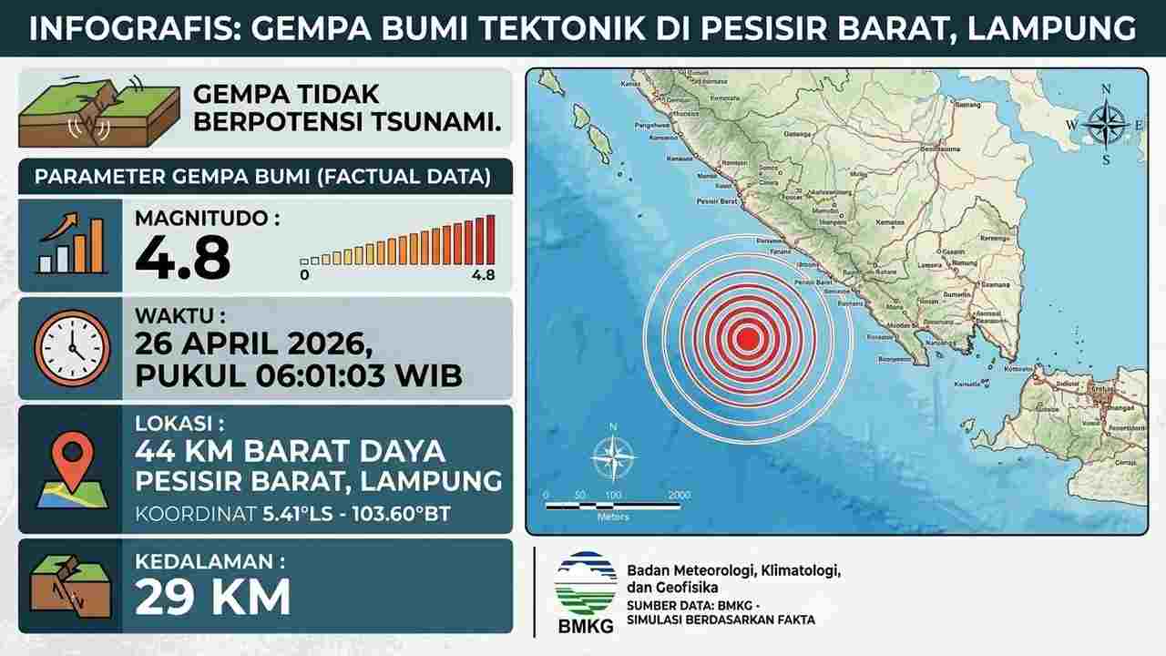 Rentetan Gempa Guncang Indonesia Pagi Ini, Terkuat M4,8 di Lampung