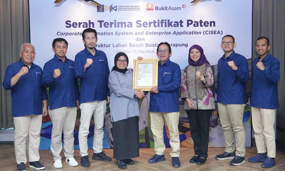 PT Bukit Asam Terima Hak Paten untuk Aplikasi CISEA dan Lahan Basah Buatan Terapung