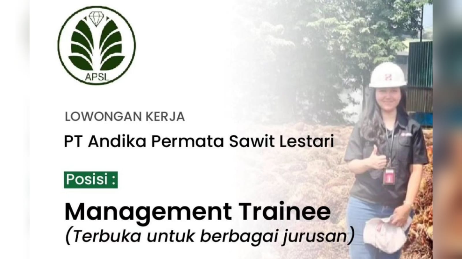 Lowongan Kerja PT Andika Permata Sawit Lestari, Management Trainee Field Conductor Batch 6 Lulusan SMK 