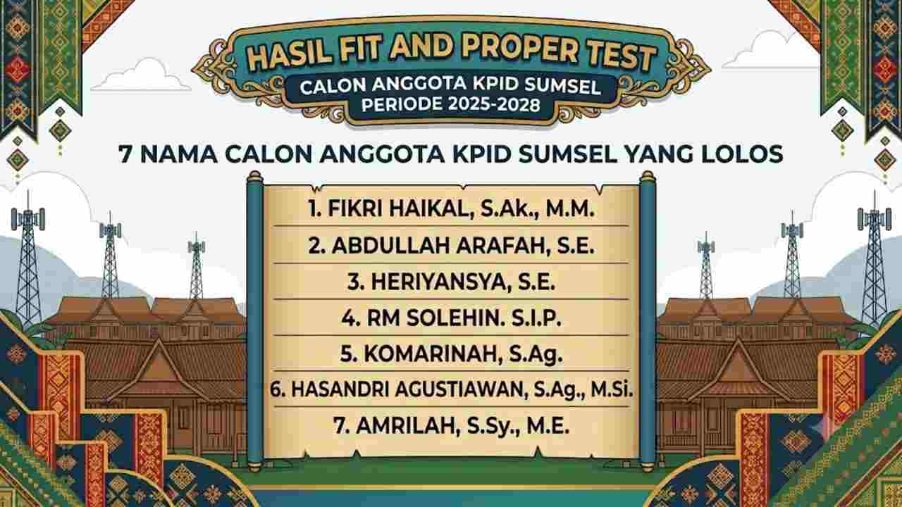 Ini Dia 7 Nama Calon Anggota KPID Sumsel Periode 2026-2029 yang Lolos Fit and Proper Test