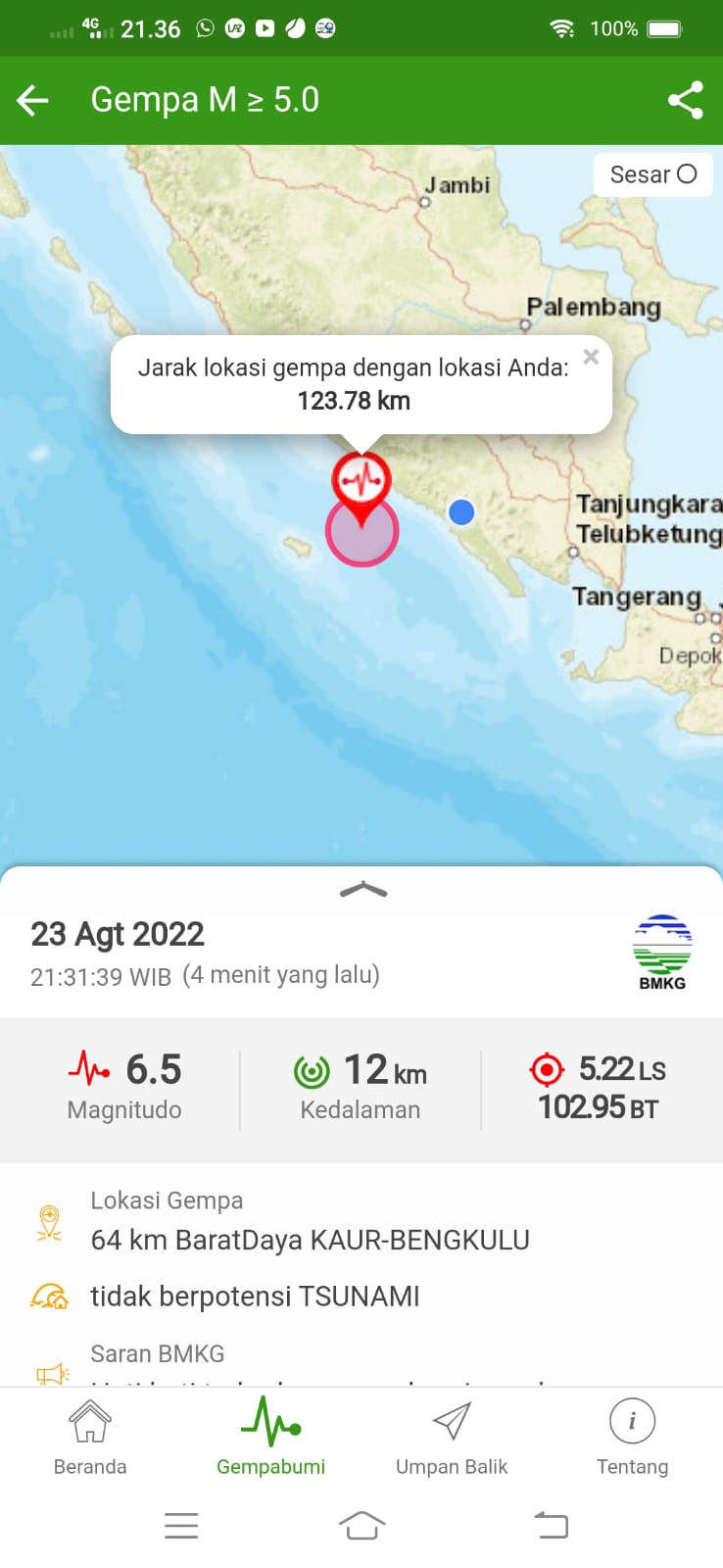 Diguncang Gempa 6,5 SR, Tidak Ada Kerusakan Berarti di Kaur Bengkulu