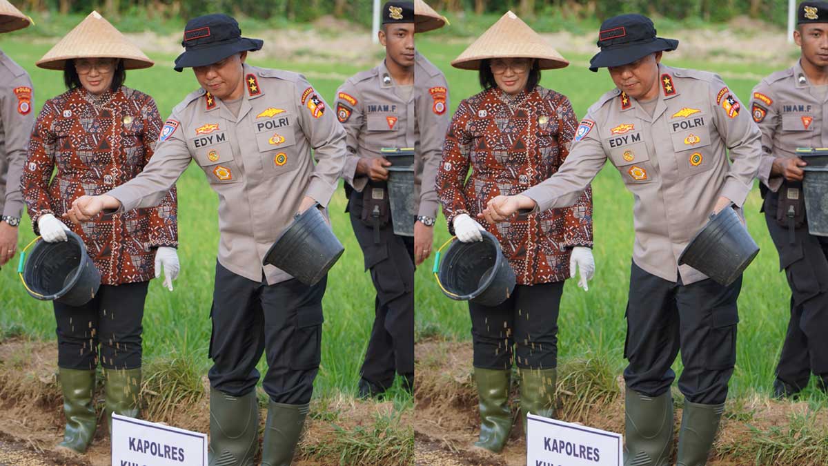 Kakorbinmas Baharkam Polri Semai Padi di Kulonprogo, Bentuk Dukungan Ketahanan Pangan Nasional