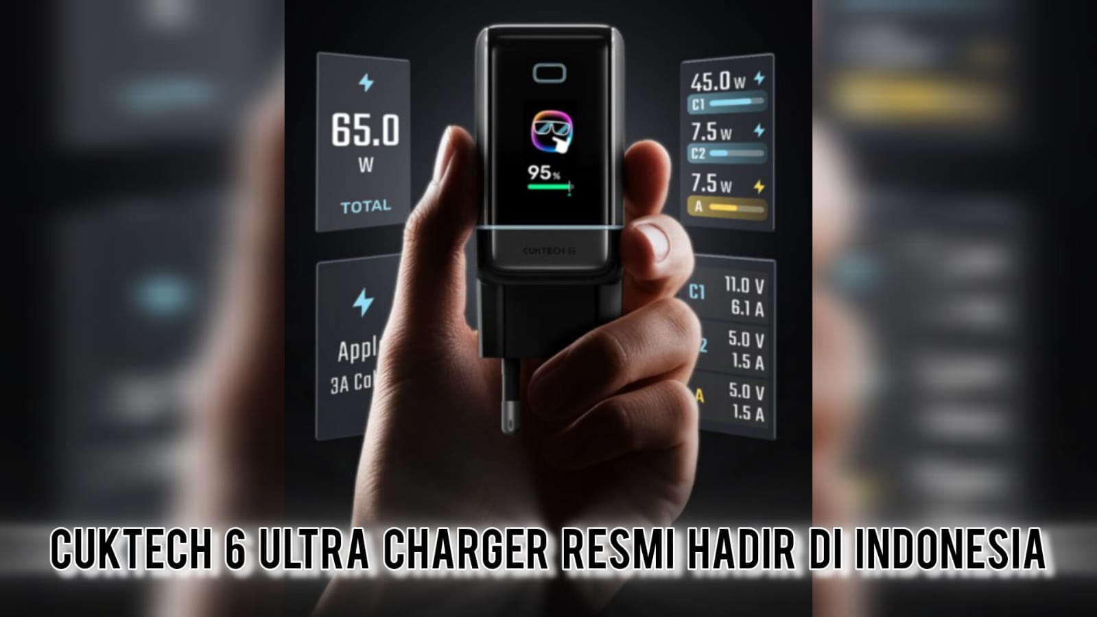 Solusi Sat-Set Buat All-in-One Gadget! CUKTECH Rilis Charger 100W Berlayar Pintar dengan Emoji Interaktif