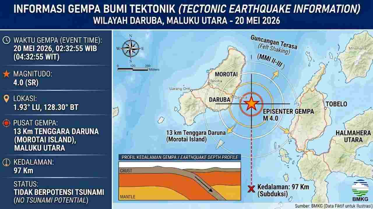 Gempa Magnitudo 4,0 Guncang Daruba Pagi Ini, Tak Berpotensi Tsunami
