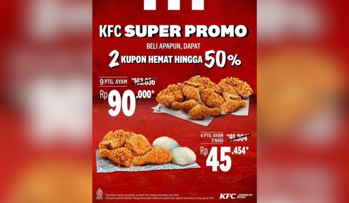 Promo KFC Bulan Desember 2023, KUPON SUPER PROMO Hemat Hingga 50%