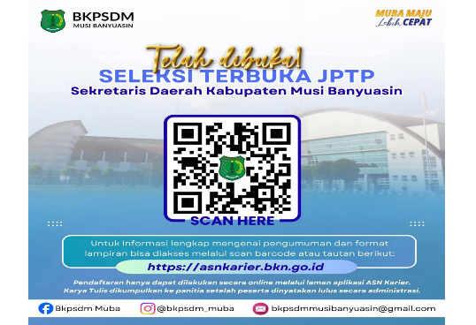 Seleksi Jabatan Sekda Muba Resmi Dibuka, Pendaftaran Secara Online, Ini Website Resminya? 