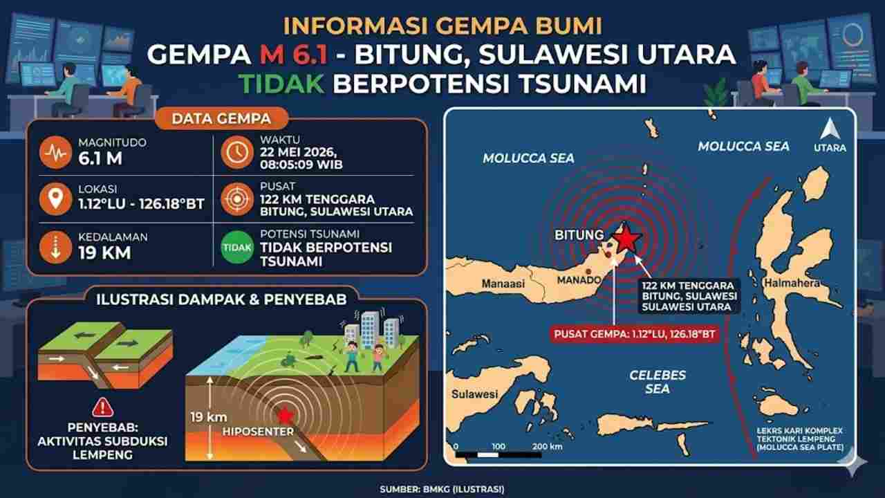 Bitung Diguncang Gempa 6,1 Magnitudo Pagi Ini, Getaran Susulan Terjadi Berulang