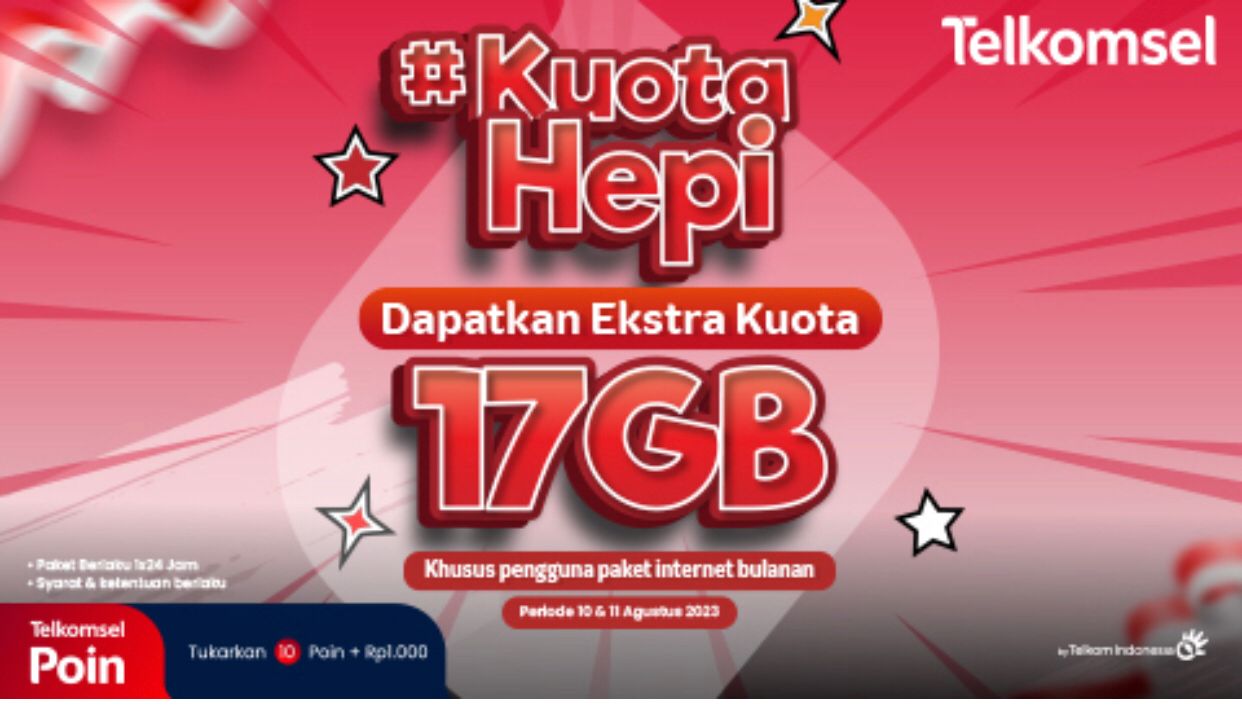 Dapatkan Ekstra Kuota Hepi 17 GB Hanya dengan 10 Telkomsel Poin, Ini syarat dan Ketentuannya