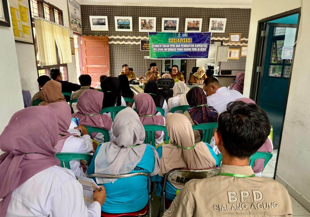 Dinas Kominfo Muba Jalankan Sosialisasi Pembentukan dan Penguatan PPID di Desa Sialang Agung