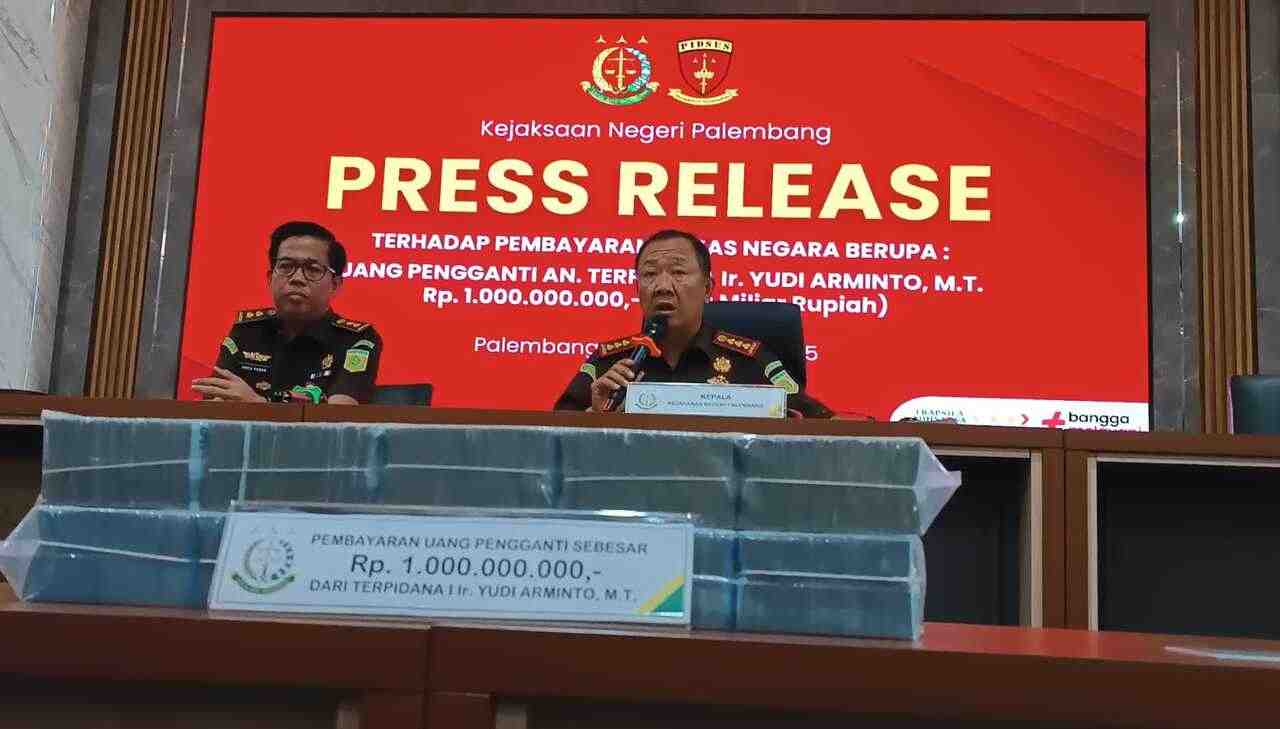 Terpidana Korupsi Masjid Sriwijaya Kembali Bayar Rp 1 Milyar kepada Kejari Palembang