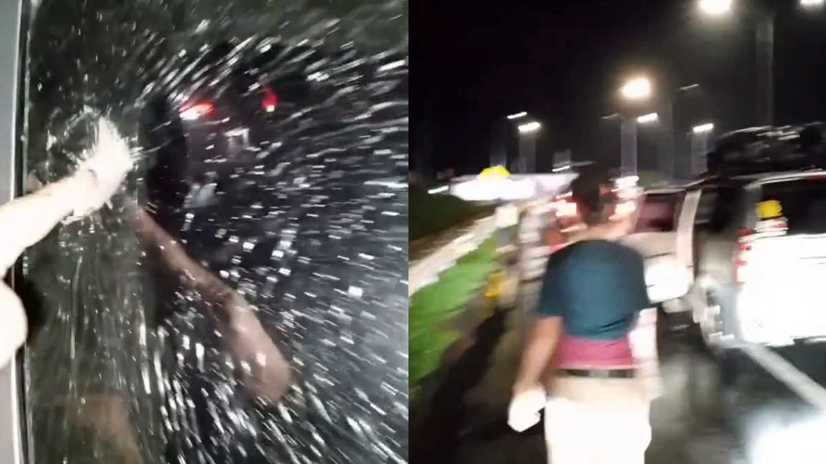 Mencekam! Detik-detik Pengendara Tol Prabumulih Kejar Pelaku Lempar Batu di Semak Belukar