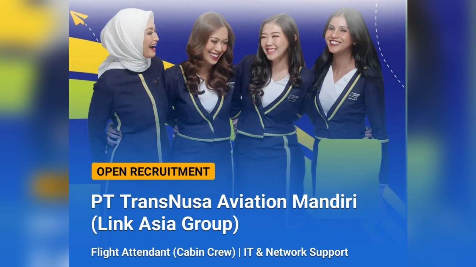Lowongan Kerja Terbaru Maskapai Penerbangan PT TransNusa Aviation Mandiri (Link Asia Group)