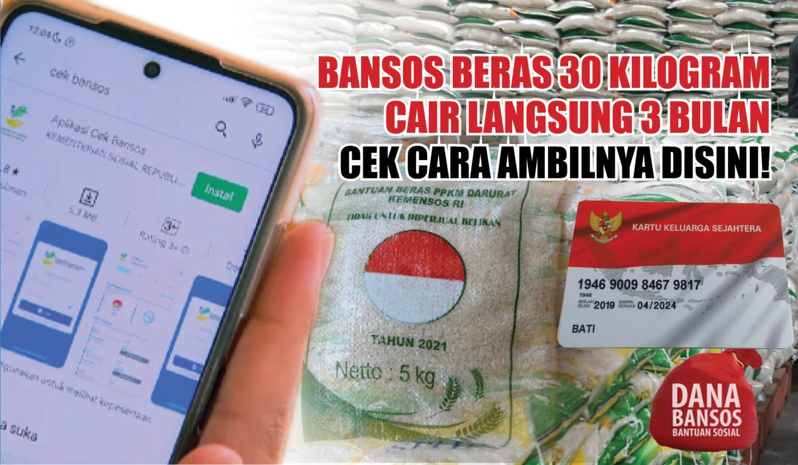 Bansos Beras 30 Kilogram Cair Langsung 3 Bulan, Cek Cara Ambilnya Disini!