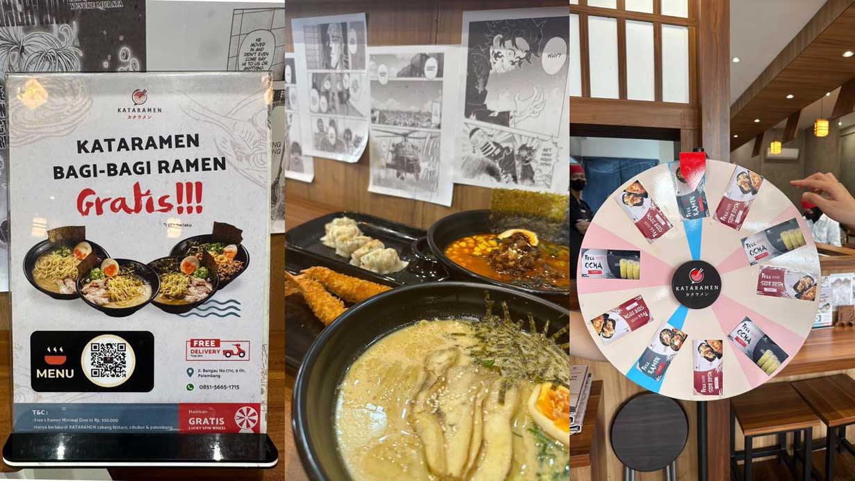 Kataramen Bagi–bagi Ramen Gratis, Tempat Makan Ramen Baru di Palembang Yang Cocok Bareng Keluarga!