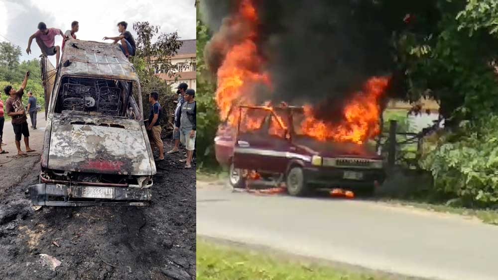 Mobil Terbakar di Tanjung Batu, Diduga Akibat Korsleting Listrik
