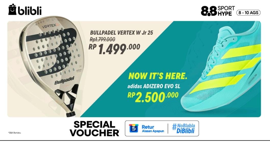 Promo 8.8 Agustus 2025 Sport Hype Bikin Harga Raket Padel Adidas Makin Terjangkau