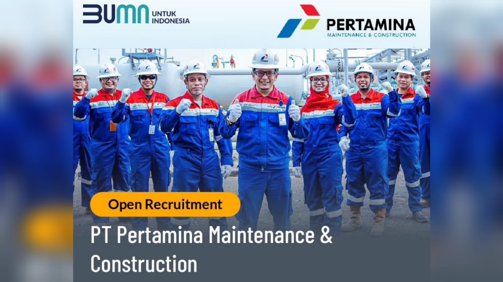 Lowongan Kerja BUMN PT Pertamina Maintenance-Construction Buka Rekrutmen Tenaga PKWT Proyek, Syaratnya?