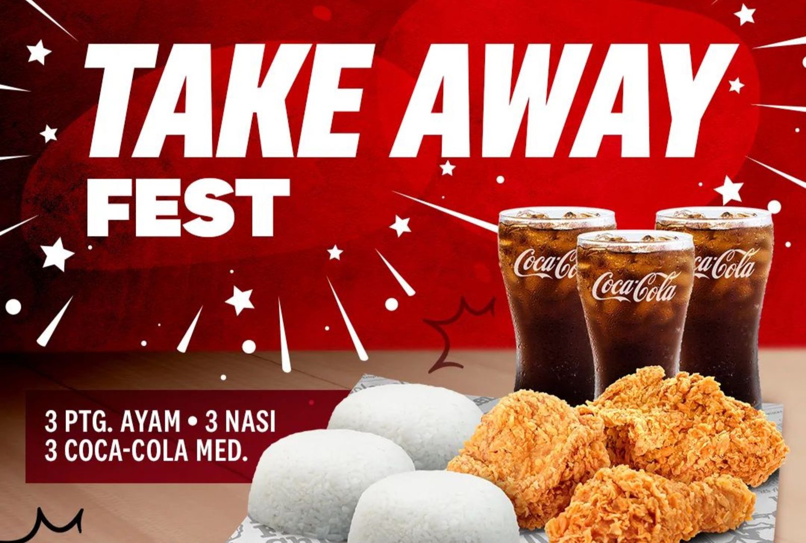 Promo KFC 2 Juli 2023! Modal Rp54 Ribu-an Dapat 3 Ayam + 3 Nasi + 3 Coca-cola, Ambil Sekarang