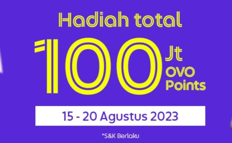 Top Up Saldo OVO Langsung Dapat 100 Juta OVO Point Hingga 20 Agustus 2023, Buruan!