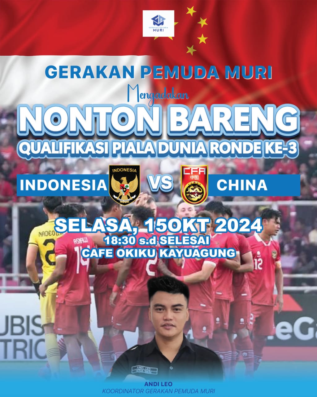 Dukung Timnas, Pemuda MURI Gelar Nobar Indonesia - China, Catat Tanggal dan Lokasinya