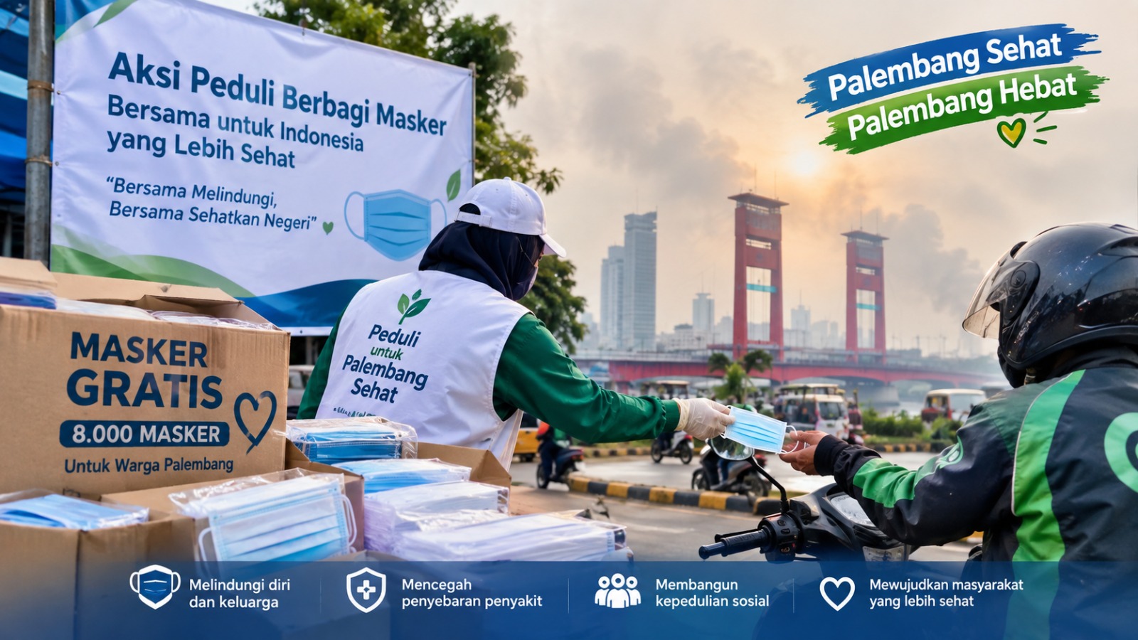PALEMBANG DARURAT ASAP! 80 Relawan Heroik Dobrak 8 Titik Kota Bagikan 8.000 Masker Gratis, Cek Lokasinya!