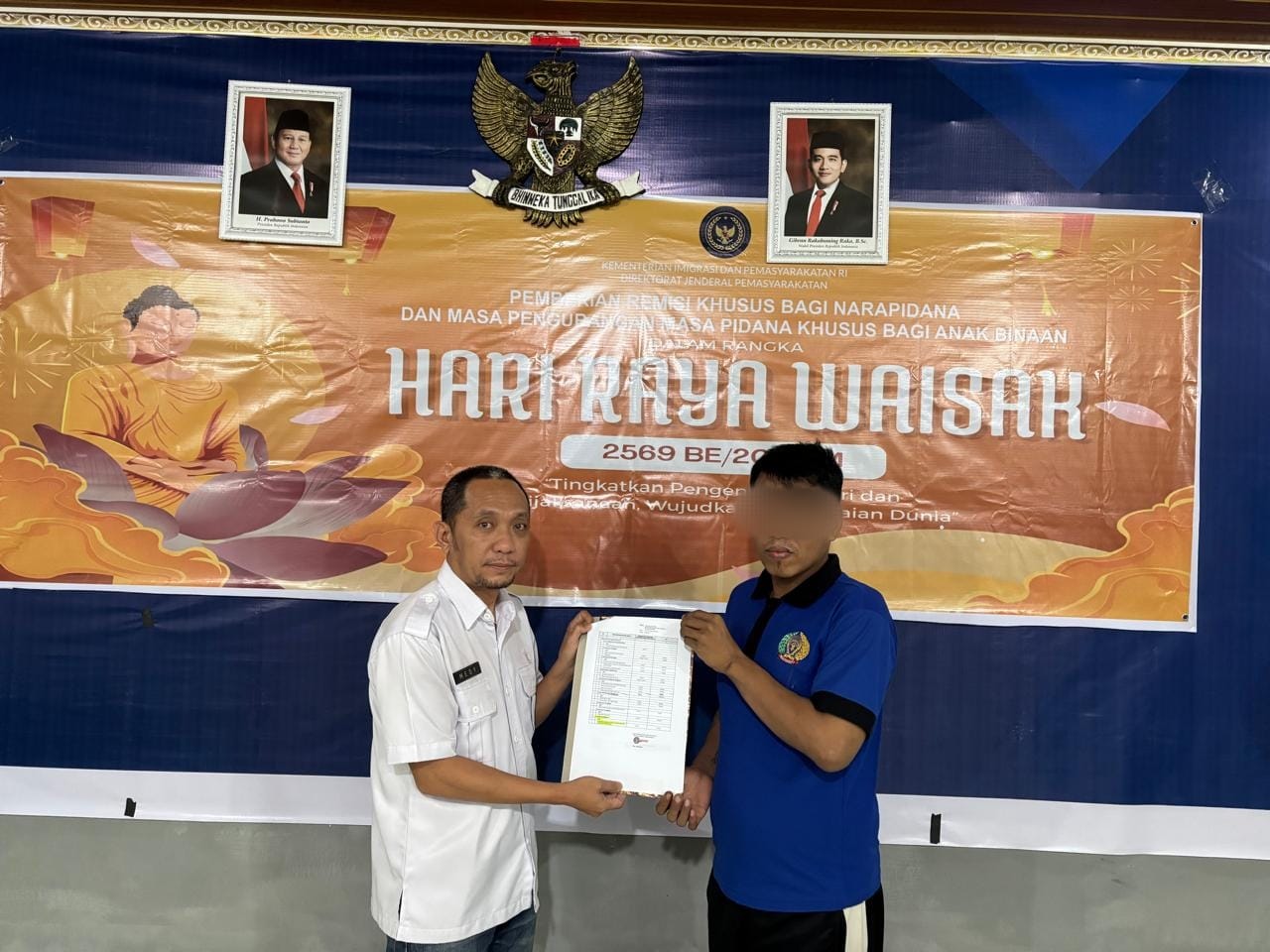 Satu Warga Binaan Lapas Sekayu Terima Remisi Hari Raya Waisak