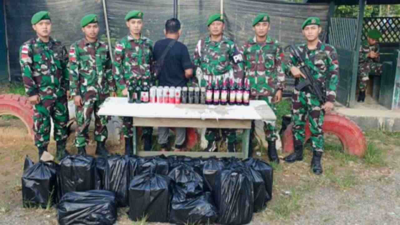 Mantap! Upaya Penyelundupan Ratusan Botol Miras Ilegal Digagalkan Yonzipur 8/SMG, Ini Modusnya