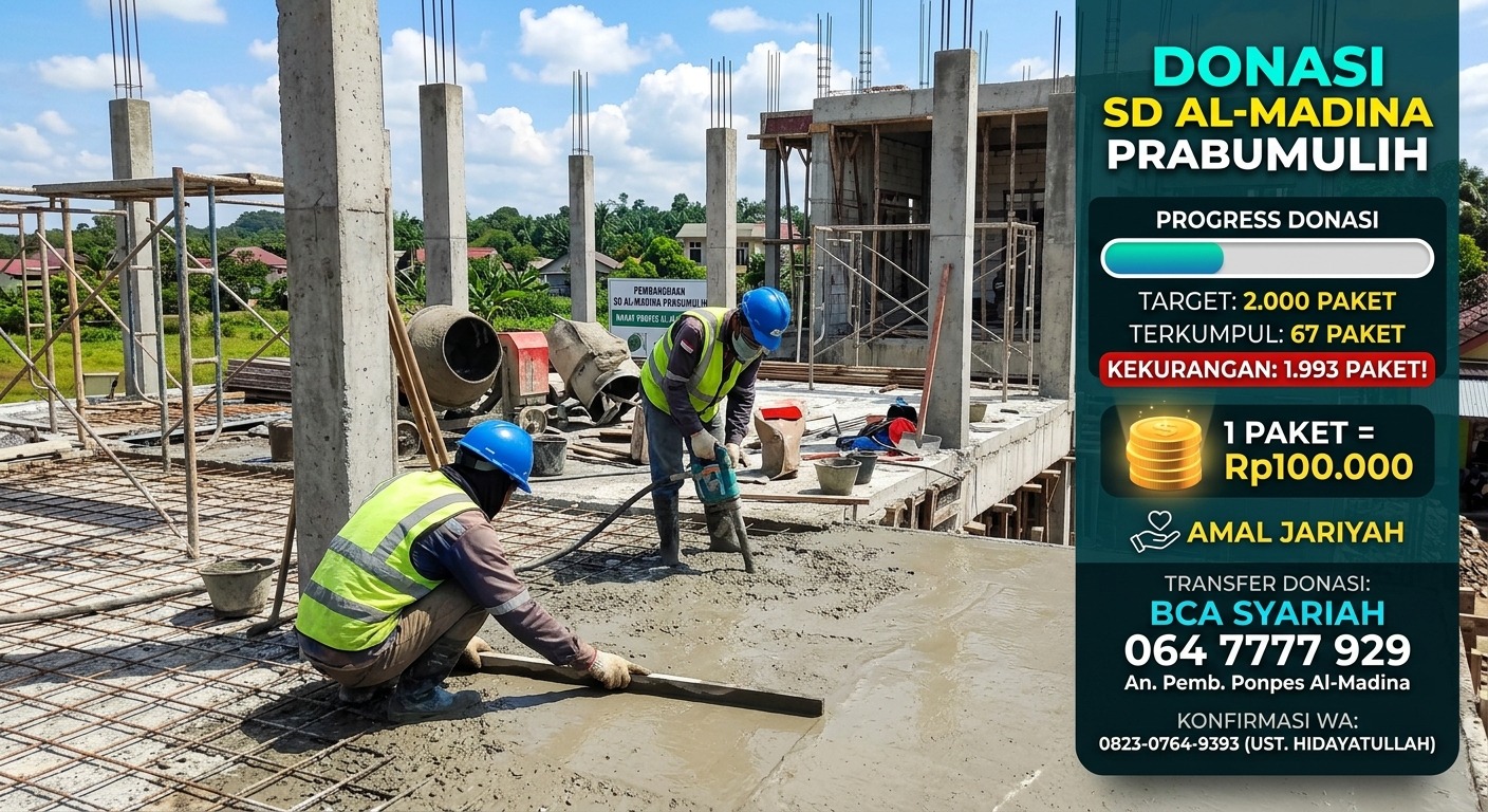 GEMPAR! SD Al-Madina Prabumulih Panggil Pahlawan Kebaikan, Kurang 1.993 Paket Pengecoran Lagi!