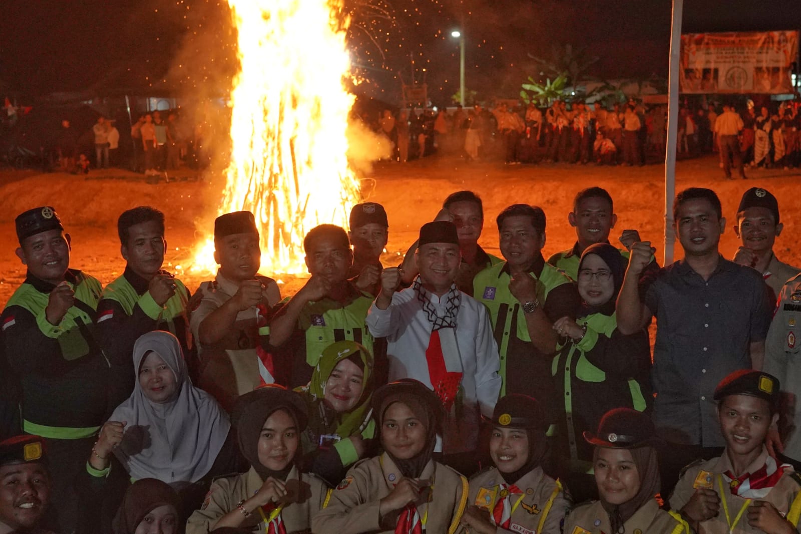 Gebyar Perkemahan Gempita, PJ Bupati Musi Banyuasin Saksikan Api Unggun di Keluang 