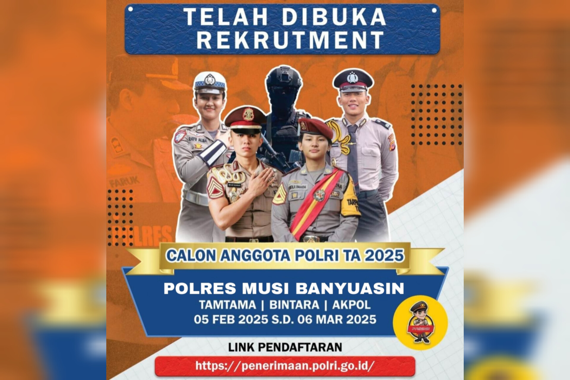 Polres Muba Buka Pendaftaran Calon Anggota Polri 2025! Jadwal, Link dan Cara Daftarnya