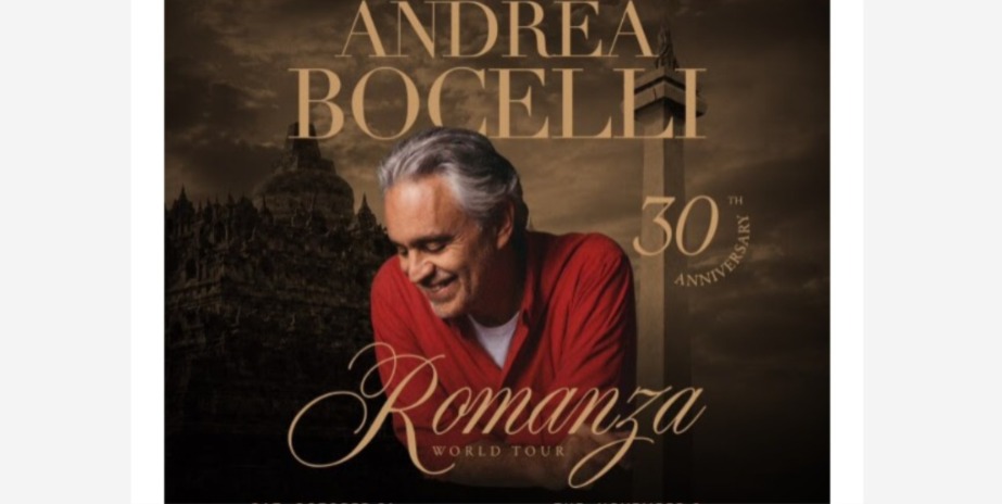 Satu-Satunya di Asia! Andrea Bocelli Gelar Konser 30 Tahun Romanza di Borobudur dan Jakarta