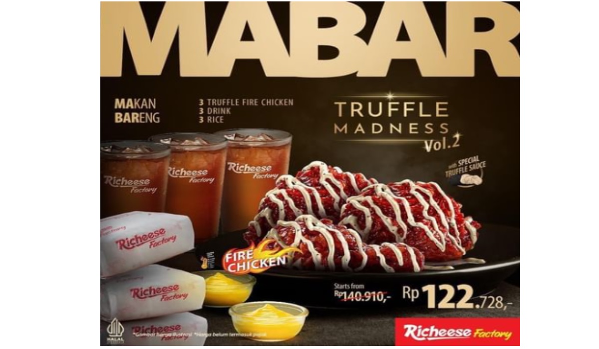 BURUAN! Dapatkan Segera Promo MABAR di Richeese Factory, Truffle Fire Chicken hanya Rp 122.728 