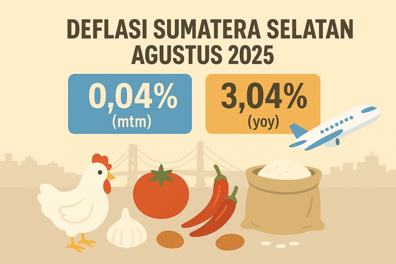 Harga Pangan Tekan Inflasi, Sumsel Alami Deflasi 0,04 Persen pada Agustus 2025