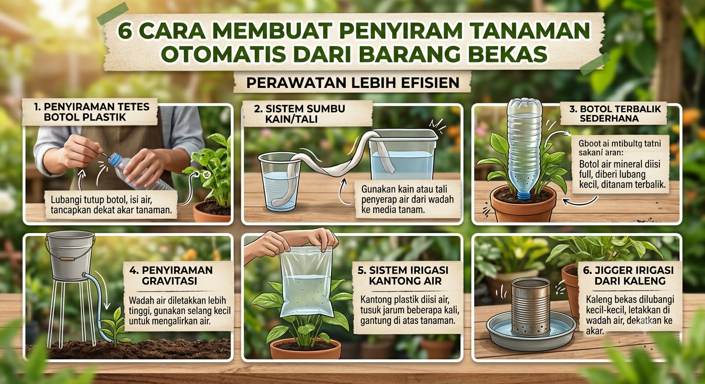 Tidak Perlu Alat Mahal: 6 Cara Kreatif Bikin Penyiram Tanaman Otomatis dari Barang Bekas Rumah Tangga